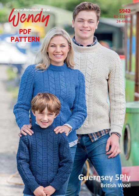 Wendy Guernsey 5ply 5942 (digital pattern) | The Wool Shop Knitting ...