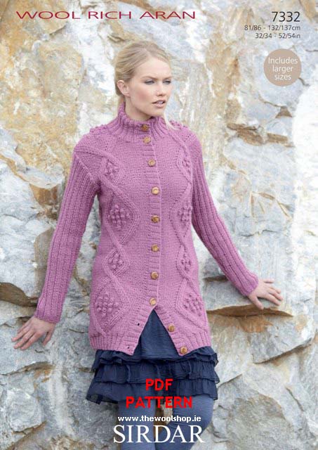 Sirdar Wool Rich Aran 7332 (digital pattern) | The Wool Shop Knitting ...