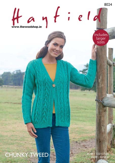 Hayfield Chunky Tweed + Wool Pattern 8024 - The Wool Shop Knitting Yarn ...