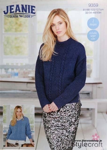 Stylecraft Jeanie Denim Look Pattern 9349 - The Wool Shop Knitting Yarn 